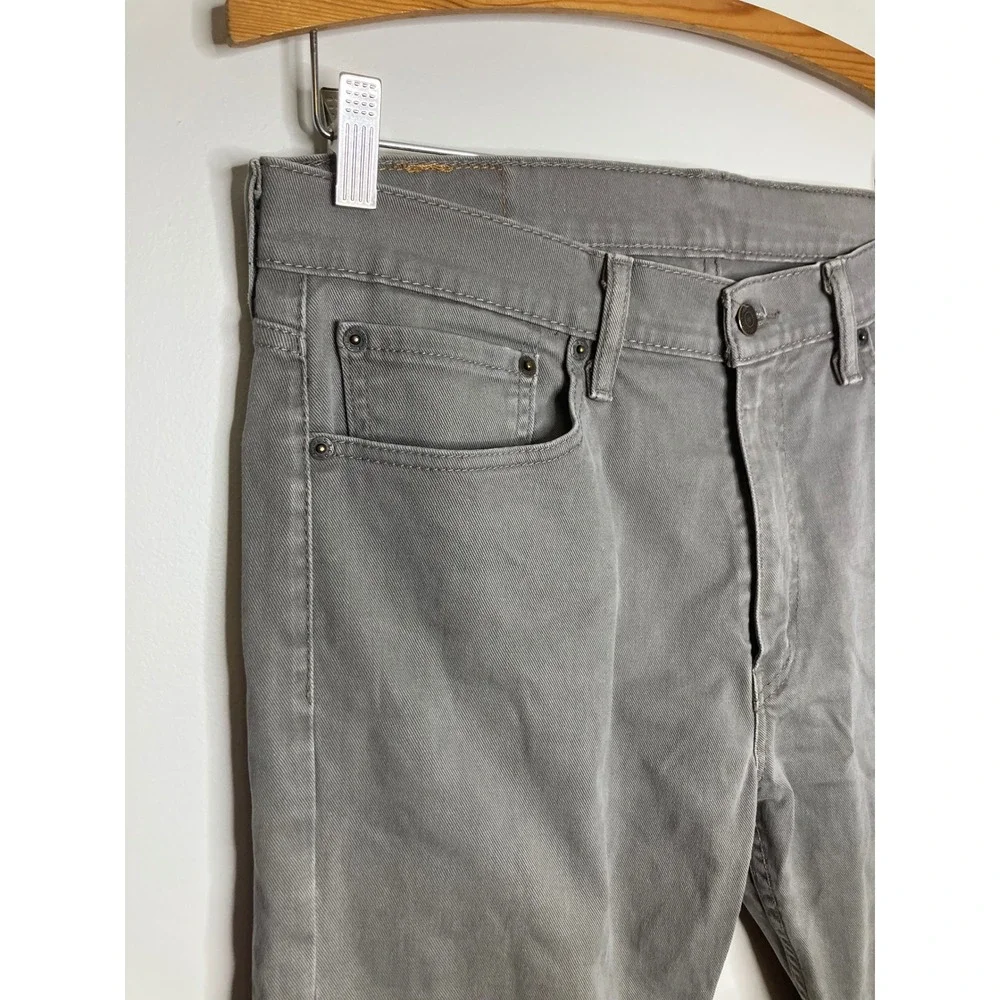 Levi's 513 Slim Straight Pants Mens 34x32 Grey Excellent Casual Cotton Blend